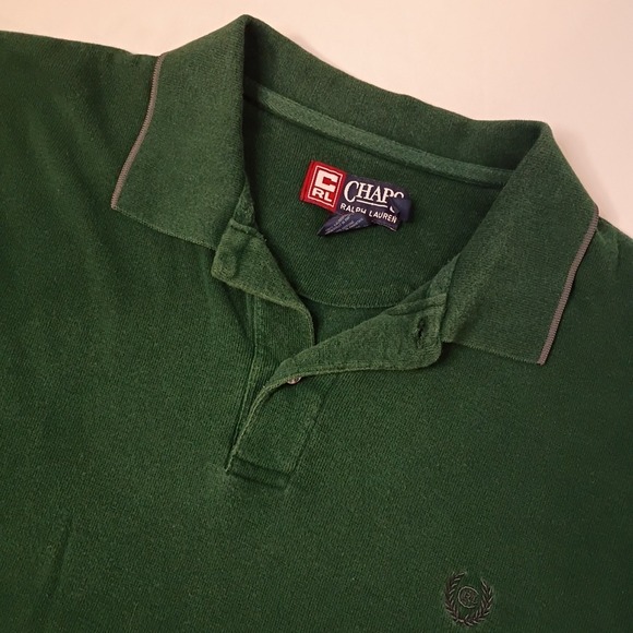 Vintage Chaps Ralph Lauren Polo Shirt Mens XL Green Short Sleeve Cotton Logo - Picture 7 of 7